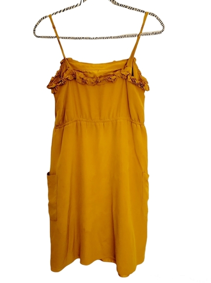 Marc by marc jacobs yellow Mustard Silk ruffle mini dress Size 8 - Picture 6 of 14